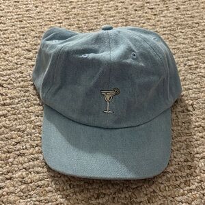 Blue Baseball Cap with Cocktail Embroidery